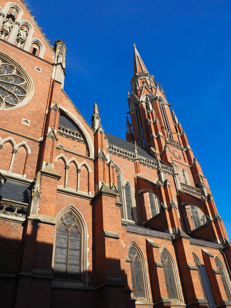 red brick church and blue sky in Osijek Croatia - Photo, Image