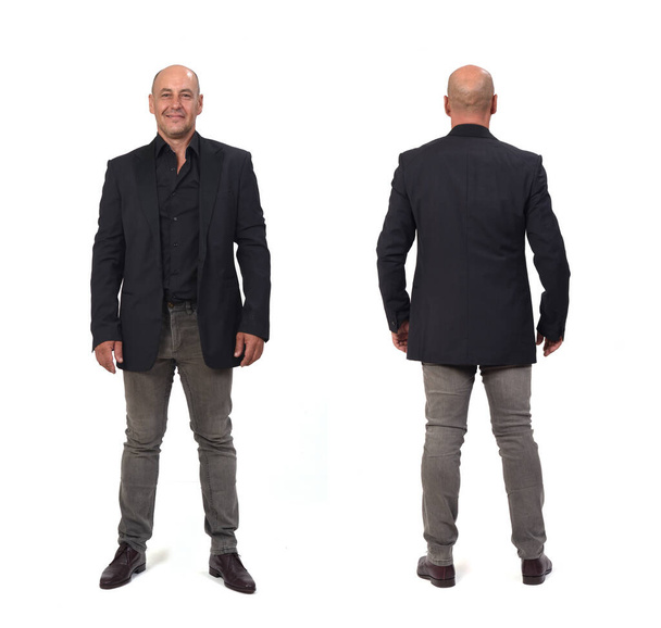visão traseira do mesmo homem com várias poses no fundo branco - Foto, Imagem