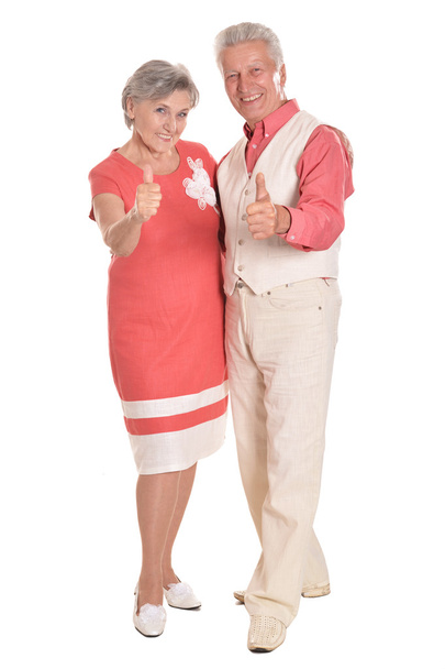 Elderly couple with thumbs up - 写真・画像