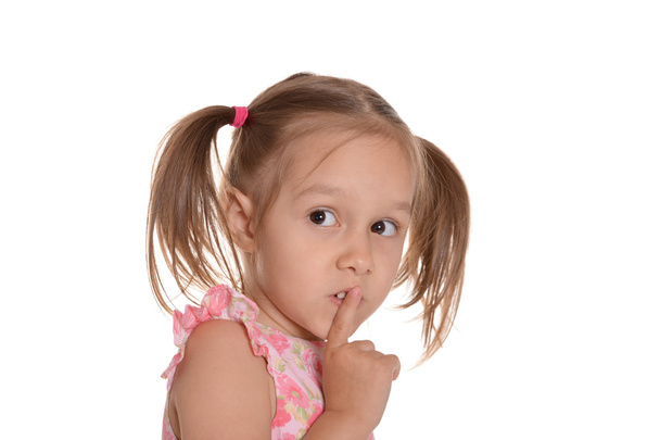 Little girl showing hush sign - Foto, imagen