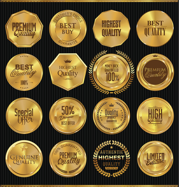 Golden labels collection - Вектор,изображение