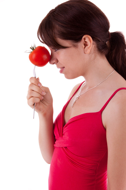mujer joven con verduras - Foto, Imagen