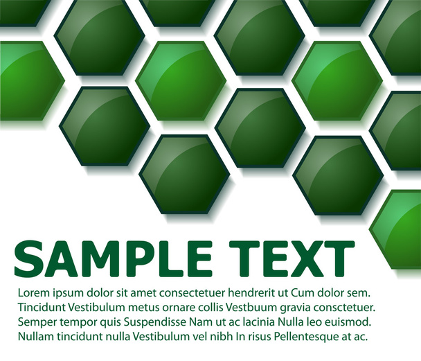 Abstract text pattern with green hexagons - Vektor, kép