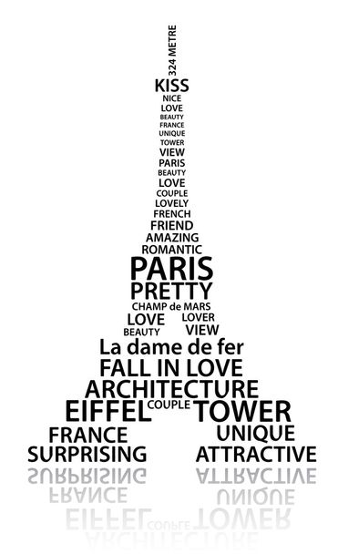Abstract Eiffel tower made from words - Vector, Image