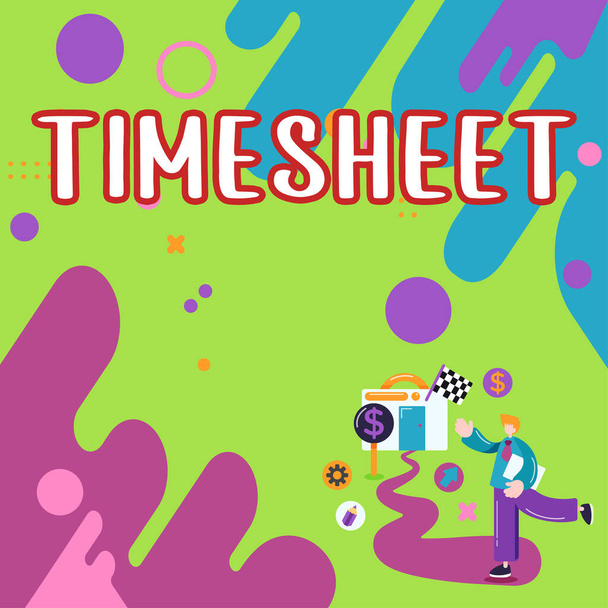 Escrevendo exibindo texto Timesheet, Palavra Escrito em representação gráfica de tempo de período em que os eventos são marcados - Foto, Imagem