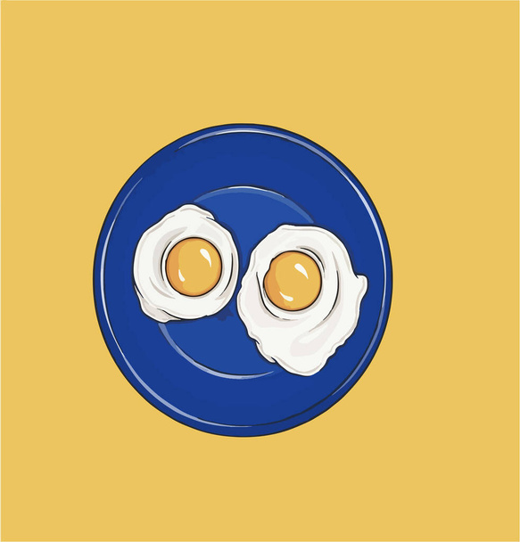 ovo frito, ovos mexidos, ilustração de vetor de comida - Vetor, Imagem