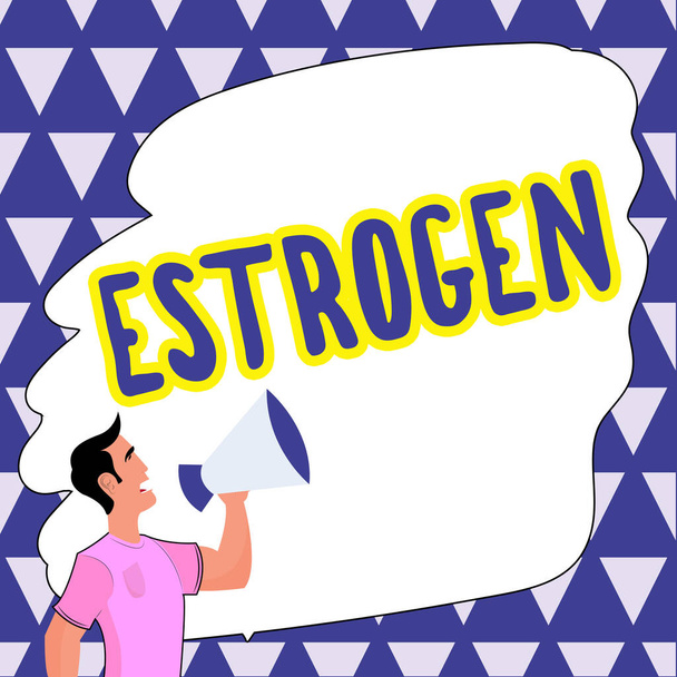 Textová značka znázorňující Estrogen, Business showcase Skupina hormonů podporuje rozvoj ženských vlastností - Fotografie, Obrázek