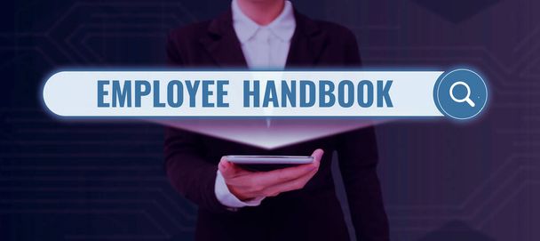 Inspiration showing sign Employee Handbook, Business idea Document that contains an operating procedures of company - Photo, Image