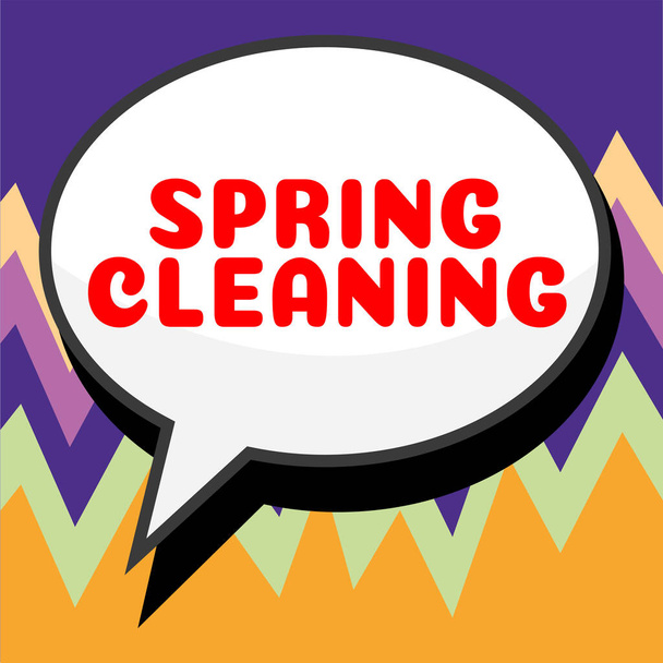 Текстовий знак, що показує весняне прибирання, бізнес-огляд практики ретельного прибирання будинку навесні
 - Фото, зображення