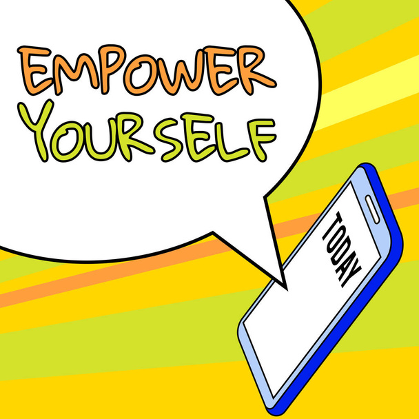 Teksti osoittaa inspiraatiota Empower Yourself, Sana Kirjoitettu hallintaan elämän asettaminen tavoitteet positiivisia valintoja - Valokuva, kuva