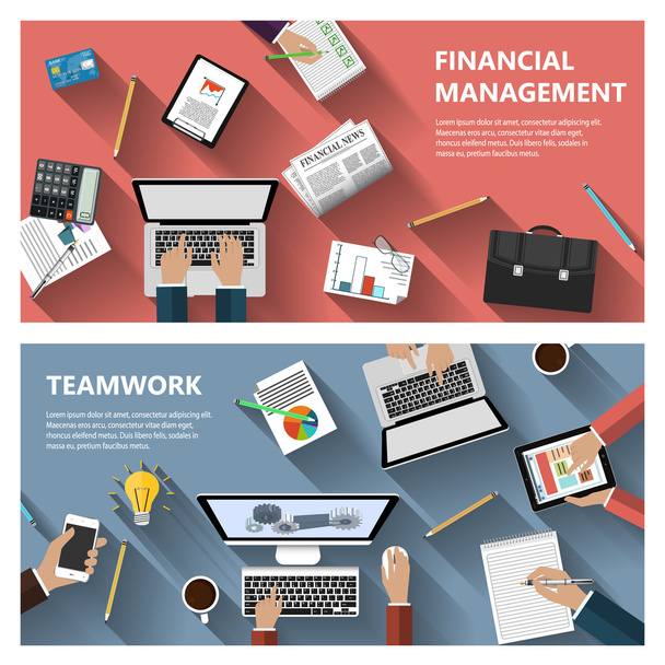 Conceito de gestão financeira e de trabalho em equipa
 - Vetor, Imagem