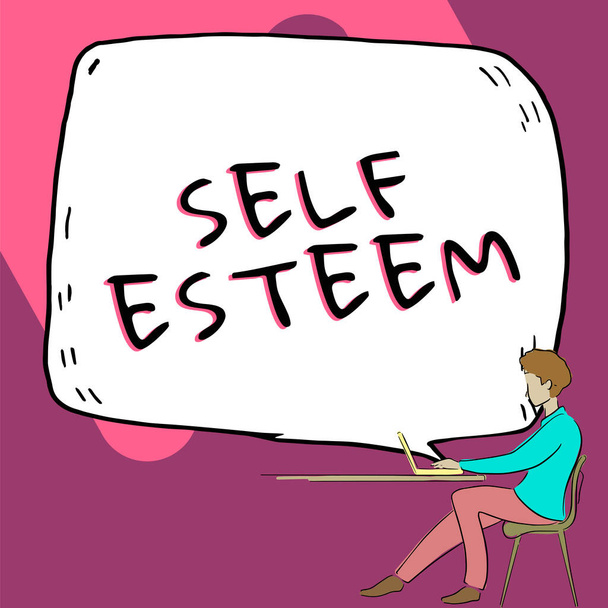 Text sign showing Self Esteem, Conceptual photo a feeling of having respect for yourself and your abilities - Photo, Image