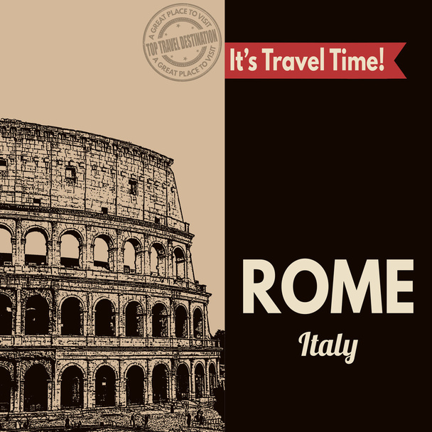 Rooma, retro matkailujuliste
 - Vektori, kuva