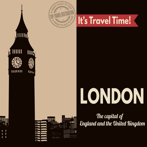 London, retro turisztikai poszter - Vektor, kép