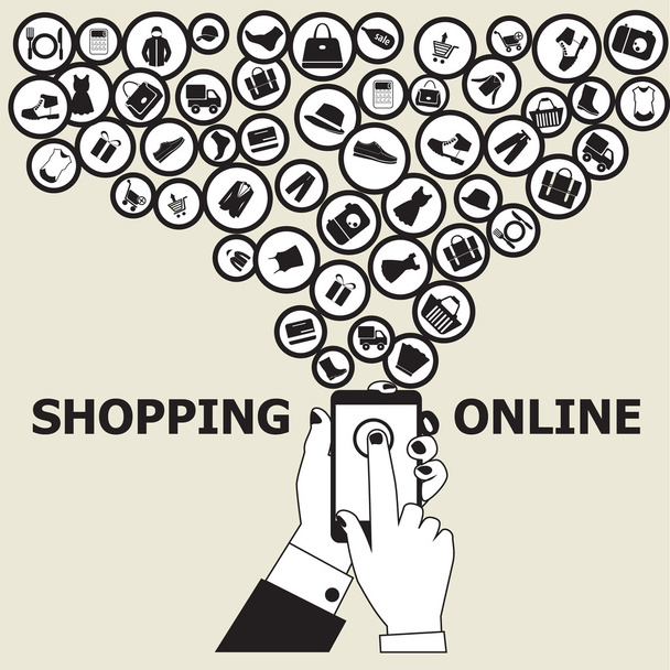 Online Shopping related elements  - Vektör, Görsel