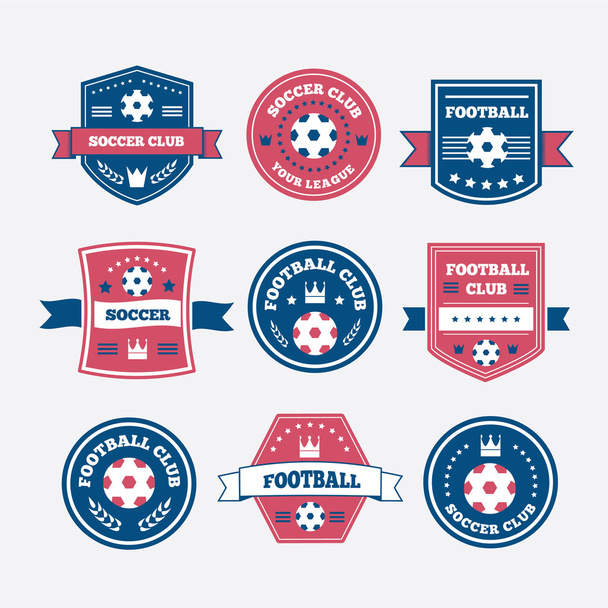 Set of football or soccer emblems, labels and badges - Vector, Image