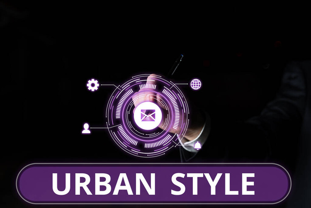 Conceptuele weergave Urban Style, Concept betekent mode die zijn ontstaan uit de grassroots streetwear - Foto, afbeelding