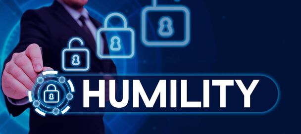 Légende du texte présentant l'humilité, Mot pour être humble est une vertu de ne pas se sentir trop supérieur - Photo, image