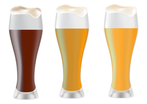 Three glass with beer - Vector, afbeelding