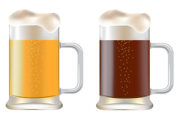 Two mug of beer - Διάνυσμα, εικόνα