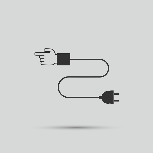 Hand wire connection to an electrical plug - Vector, Image