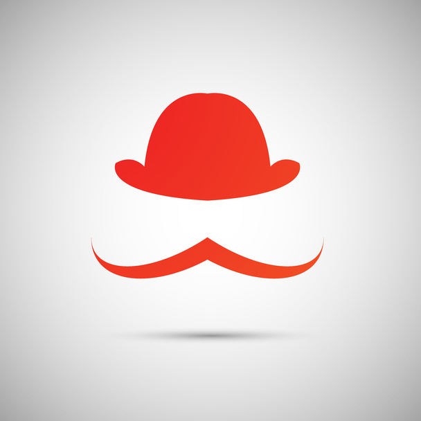 Set gentleman: a bowler hat and mustache - Vector, Image