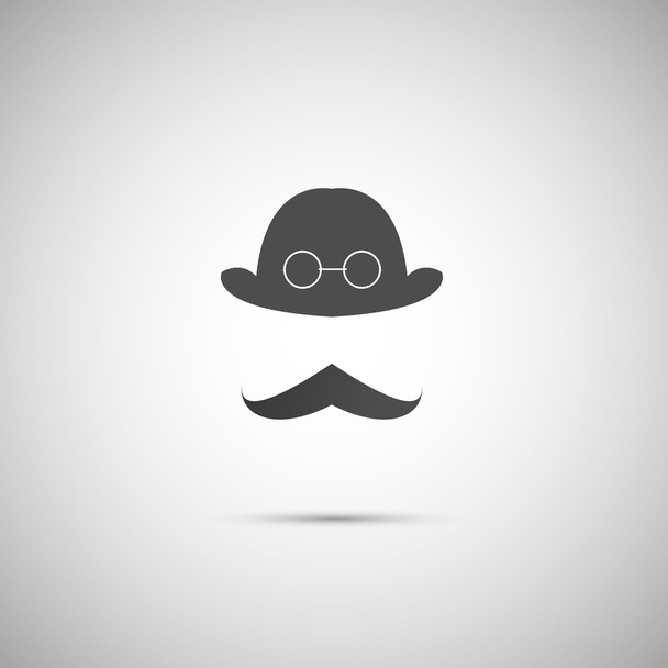 Set caballero: un sombrero de jugador de bolos y bigote
 - Vector, imagen