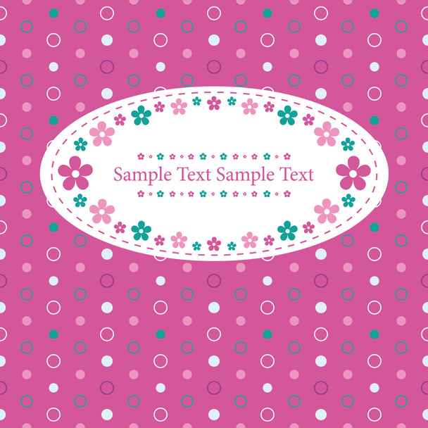 Flowery polka dot greeting card - ベクター画像