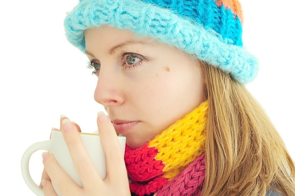 Winter girl with cup - Photo, Image