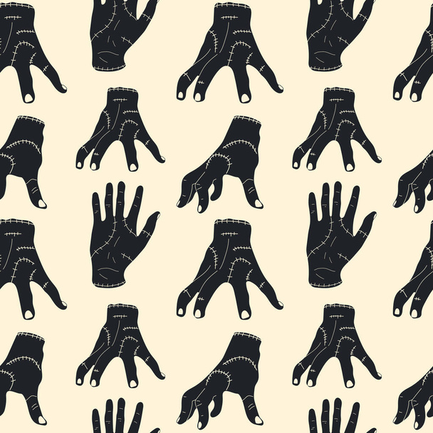 Zökkenőmentes minta Vektor illusztráció egy ijesztő zombi kéz - Vektor, kép