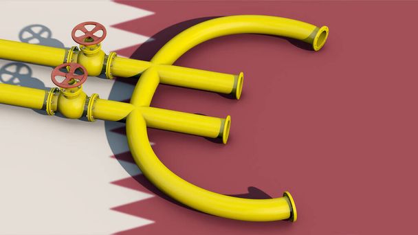 Fracking gas from Qatar, pipeline as Euro symbol - Photo, Image