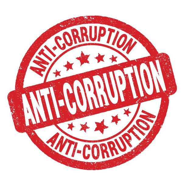 ANTI-CORRUPTIONテキストが赤いグランジスタンプのサインに書かれています. - 写真・画像