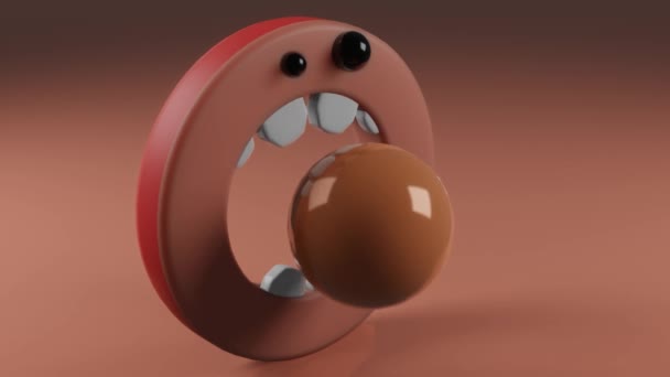 Cute cartoon character eating balls. Oddly Satisfying 4k looped animation. 3d Render - Metraje, vídeo