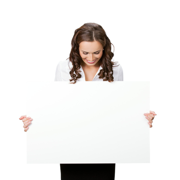 Smiling business woman on white background - Foto, imagen