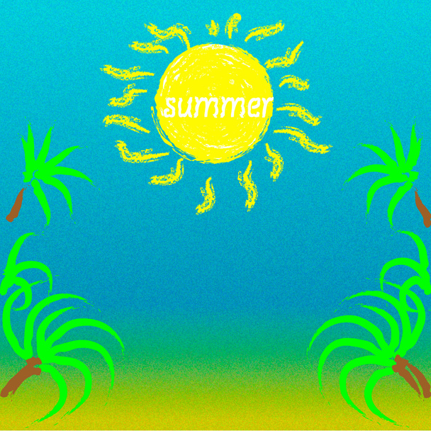 Summer landscape sun and clear skies with a sea or ocean - Вектор, зображення