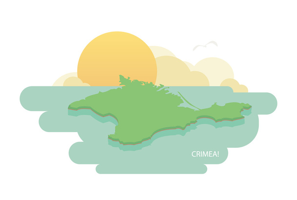 El mapa de la Crimea en el estilo plano con los elementos decorativos
 - Vector, imagen