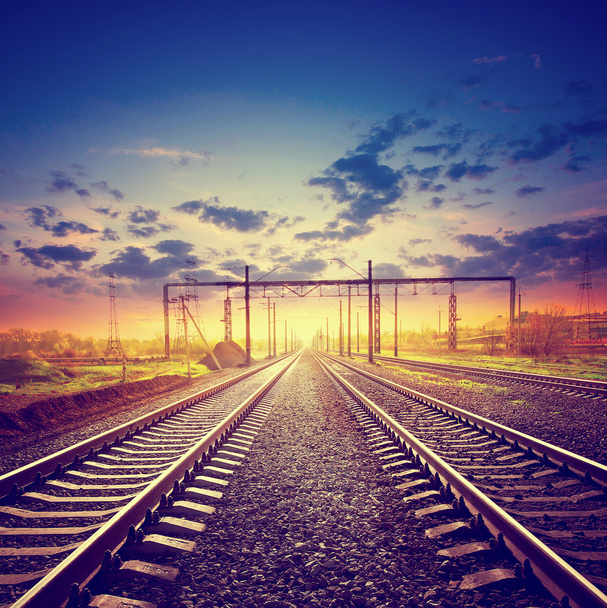 Paisaje con el ferrocarril en estilo polaroid
 - Foto, imagen