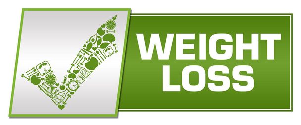 Imagen concepto de pérdida de peso con símbolos relacionados con el texto y la salud. - Foto, imagen