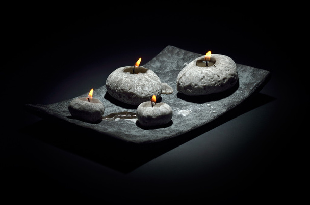 burning candles isolated on black - Foto, Imagem
