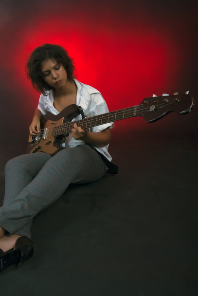 Girl playing guitar - Foto, Imagem
