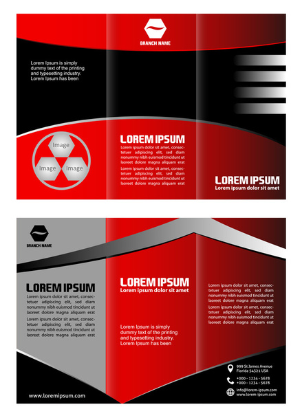 Red brochure tri fold template - Vector, Image
