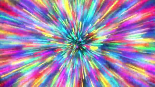 Star räjähtää neon sateenkaaren linjat tilaa abstraktio. Laadukas 4k kuvamateriaalia värikäs kosmos  - Materiaali, video