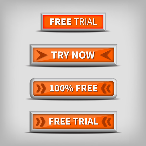 Δοκιμάστε το τώρα και ελεύθερος δίκη για 3d κουμπιά πορτοκαλί - Διάνυσμα, εικόνα