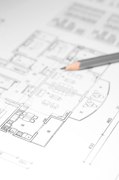 House plan with pencil - Foto, Bild