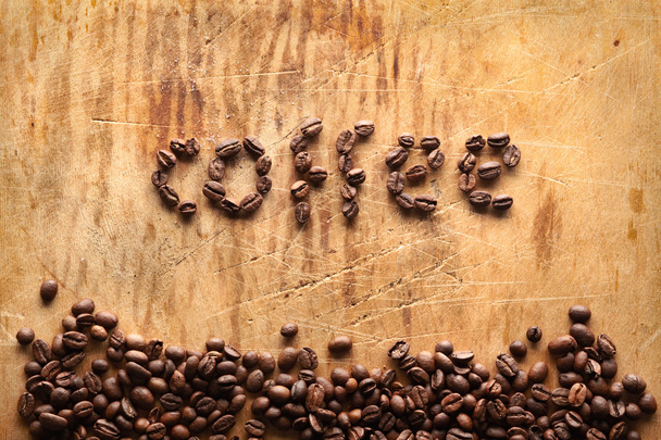 単語「コーヒー」のコーヒー豆から - 写真・画像