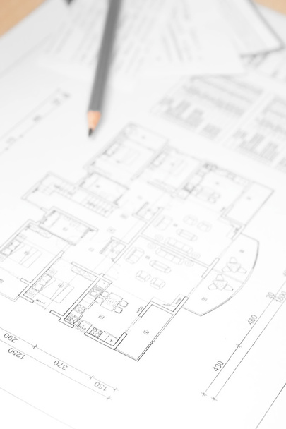 House plan with pencil - 写真・画像