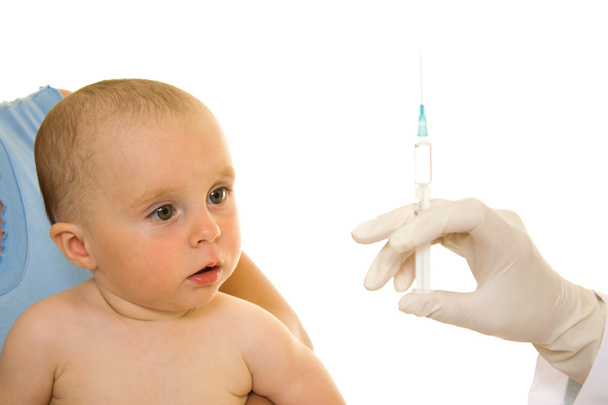 Baby vaccinations on a white background. - 写真・画像