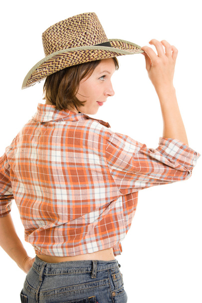 Cowboy woman on a white background. - Foto, immagini