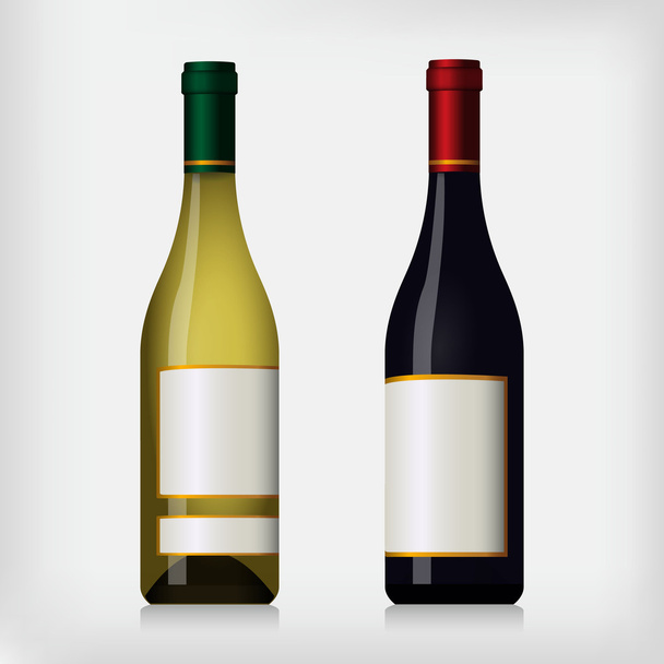 Wine bottles - red and white wine - Vector, Image
