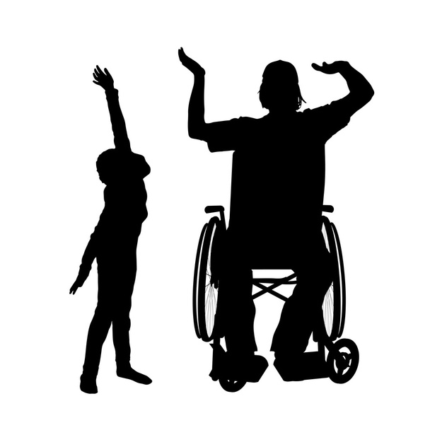 Muž na invalidním vozíku se synem. - Vektor, obrázek
